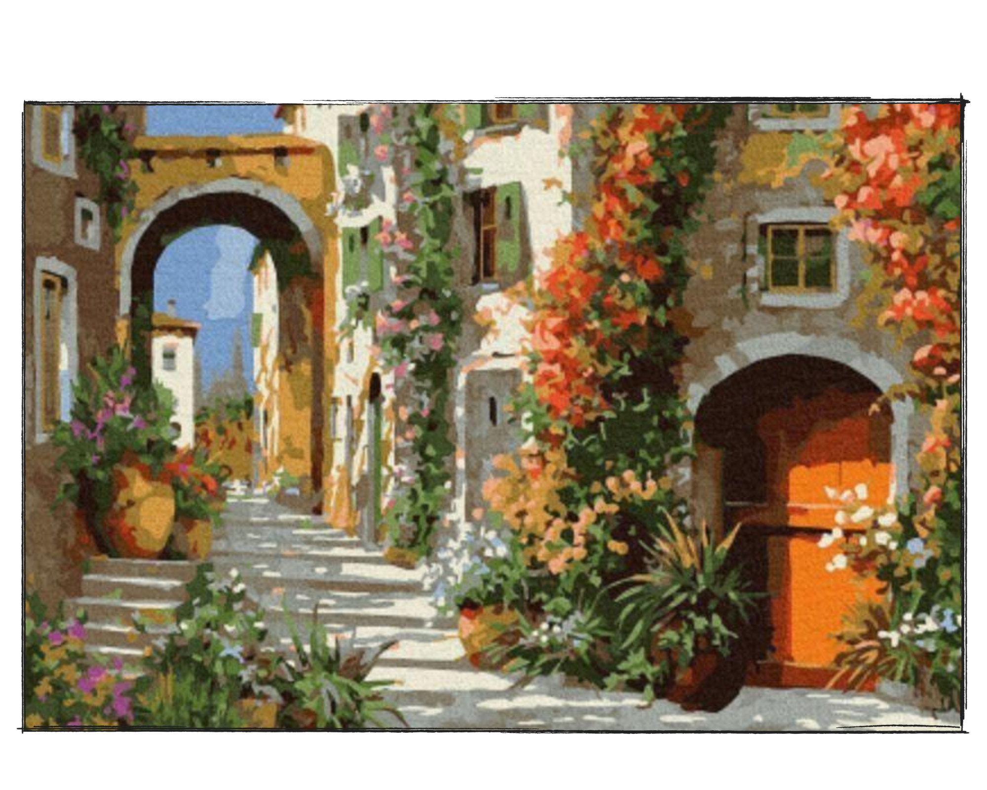 Street Scenery Paint by Number per adulti, Stairs To The Sea Art Paint by  Numbers, Flower