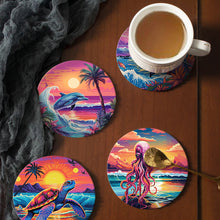 Load image into Gallery viewer, Marine Life Print Paint By Numbers Coaster Set (6 Pack)
