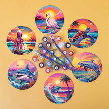 Load image into Gallery viewer, Marine Life Print Paint By Numbers Coaster Set (6 Pack)
