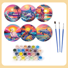 Load image into Gallery viewer, Marine Life Print Paint By Numbers Coaster Set (6 Pack)
