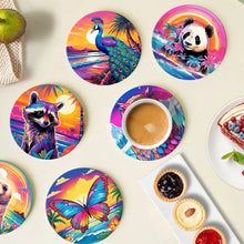 Load image into Gallery viewer, Sunrise with Animals Print Paint By Numbers Coaster Set (6 Pack)
