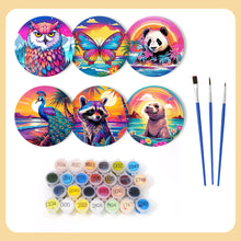 Load image into Gallery viewer, Sunrise with Animals Print Paint By Numbers Coaster Set (6 Pack)
