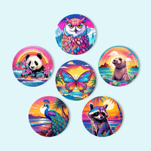 Load image into Gallery viewer, Sunrise with Animals Print Paint By Numbers Coaster Set (6 Pack)
