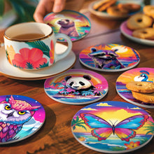 Load image into Gallery viewer, Sunrise with Animals Print Paint By Numbers Coaster Set (6 Pack)
