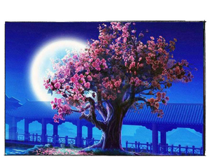 Cherry Blossoms Tree by Moonlight - DIY Paint by Numbers