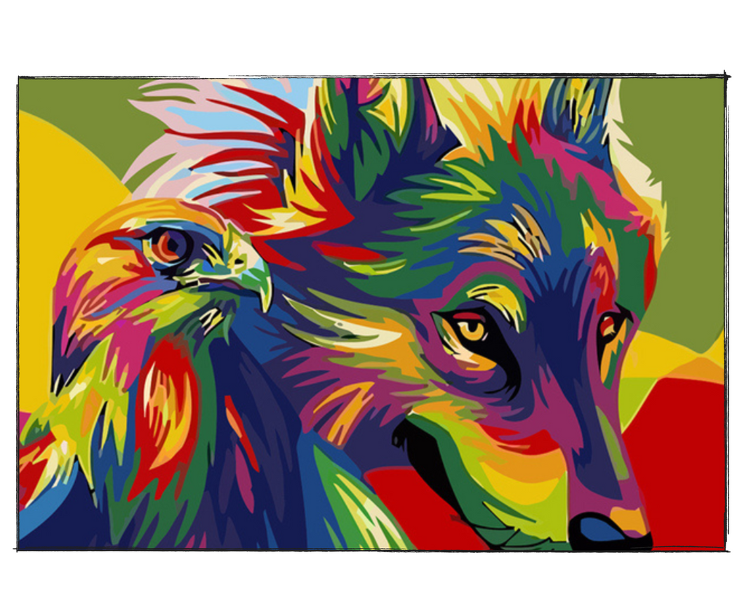 Colorful Eagle and Fox - DIY Paint by Numbers