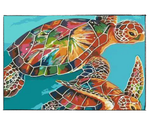 Colorful Turtle Couple - DIY Paint by Numbers
