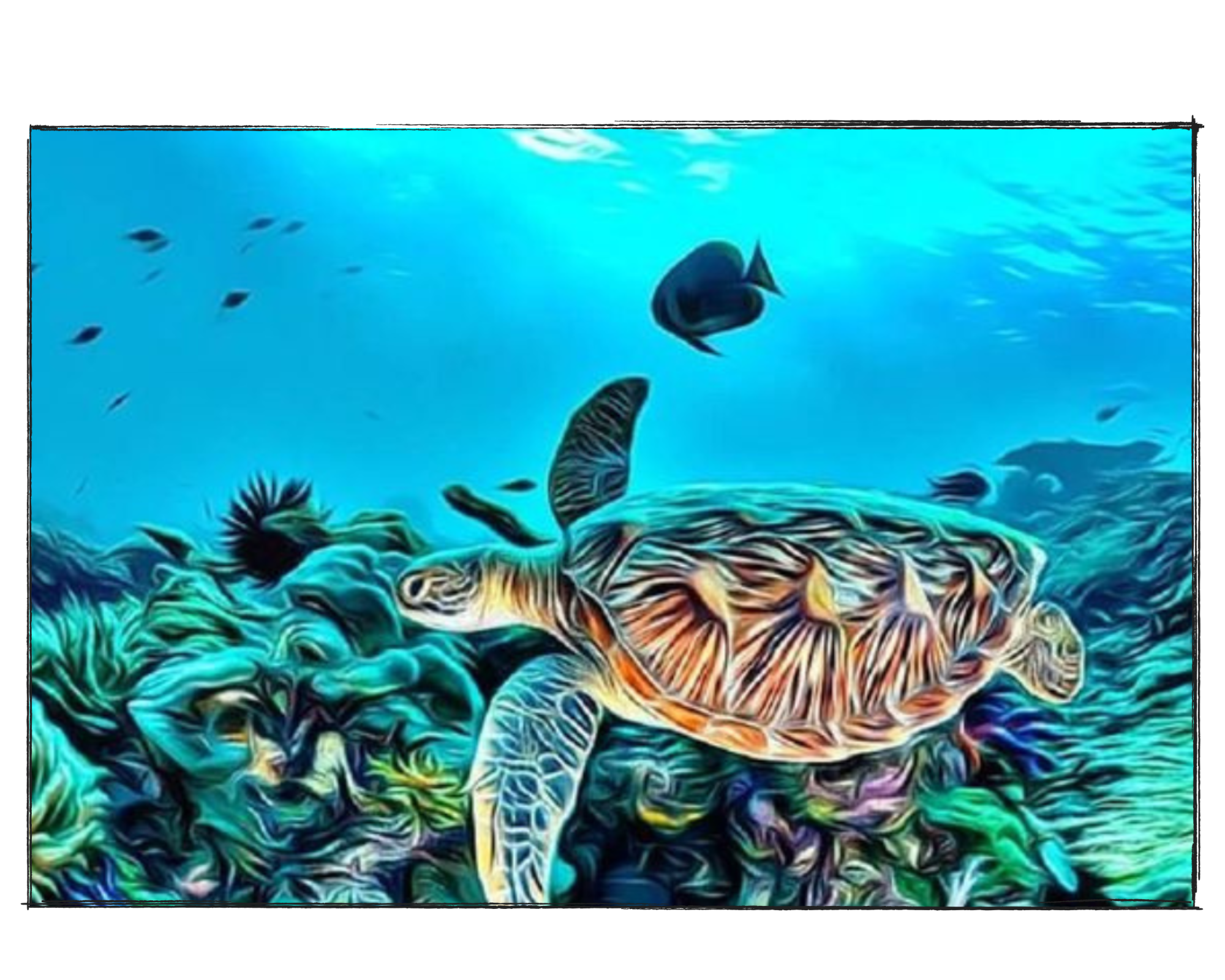 Deep Blue Sea Turtle - DIY Paint by Numbers
