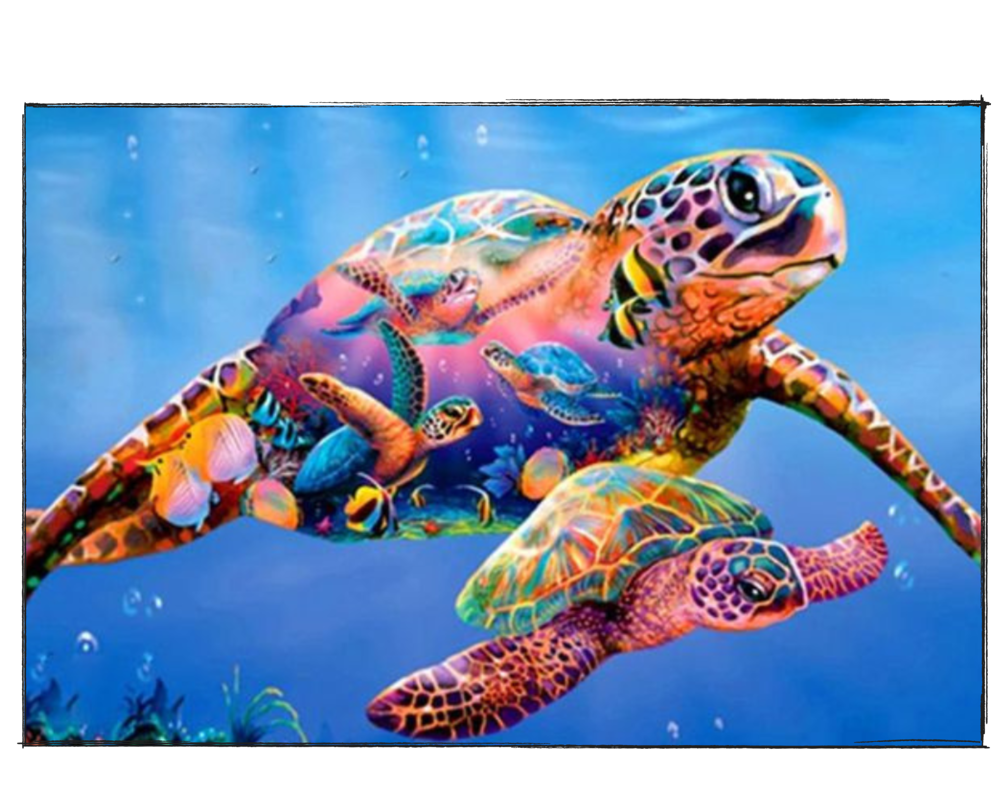 Sea Turtle Family- DIY Paint by Numbers