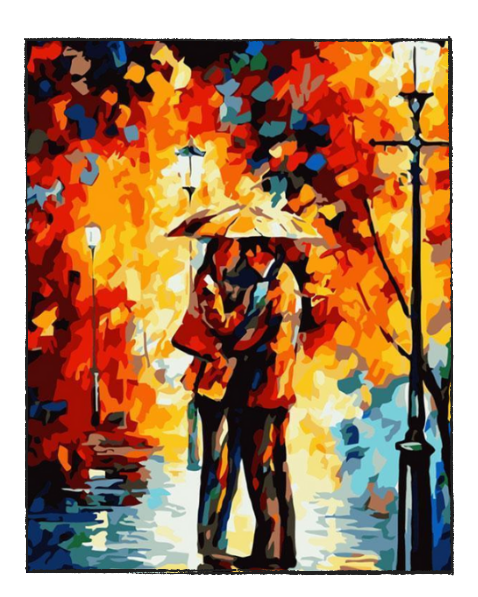 Lovers in the Rain - DIY Paint by Numbers
