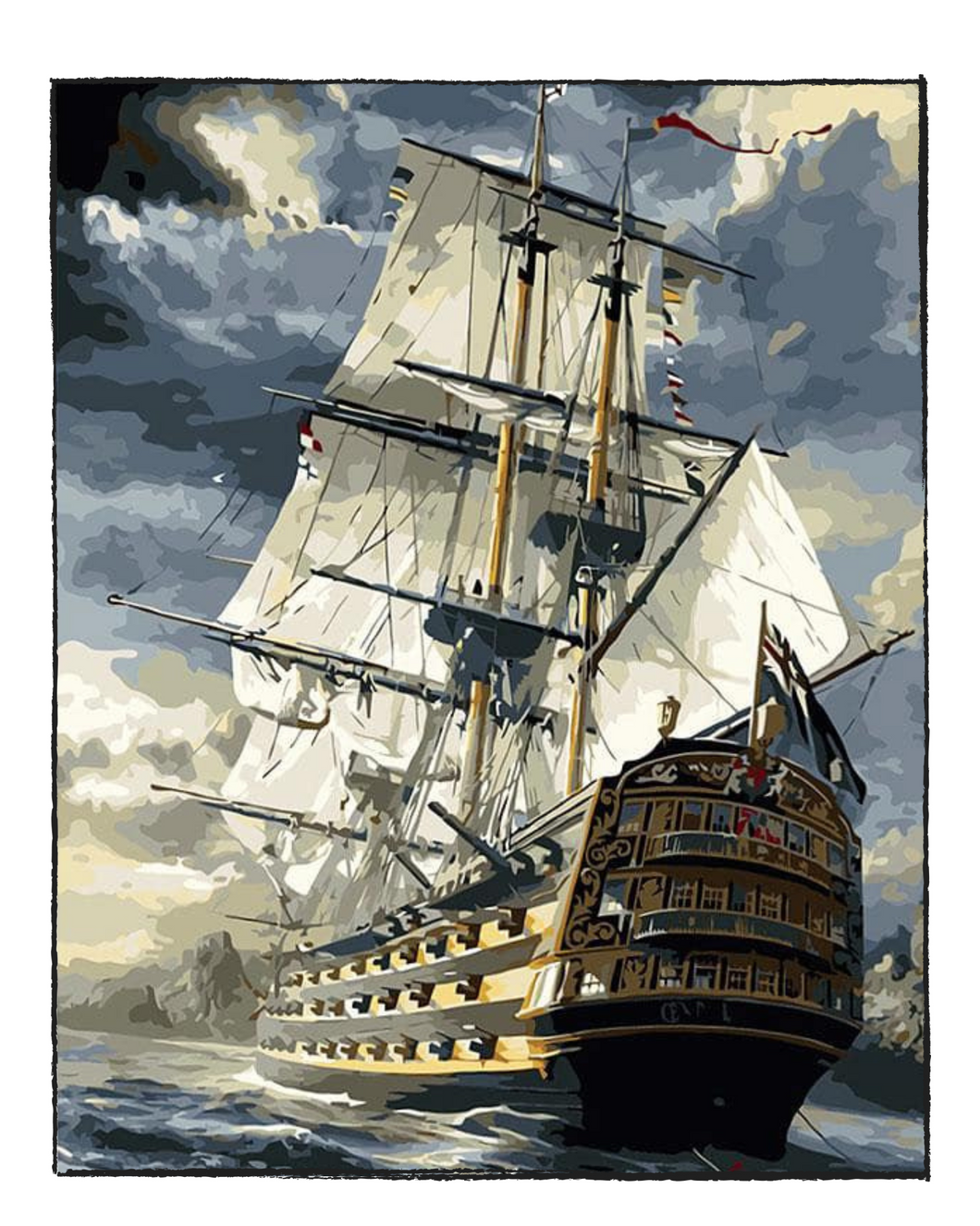 Ship at Stormy Sea - DIY Paint by Numbers