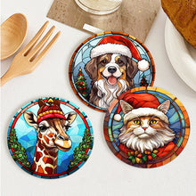 Load image into Gallery viewer, Animal with Christmas Hat Print Paint By Numbers Coaster Set (6 Pack)
