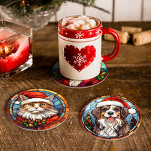 Load image into Gallery viewer, Animal with Christmas Hat Print Paint By Numbers Coaster Set (6 Pack)
