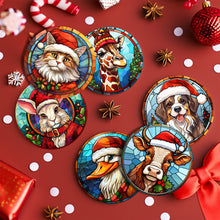 Load image into Gallery viewer, Animal with Christmas Hat Print Paint By Numbers Coaster Set (6 Pack)
