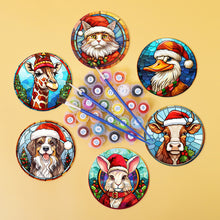 Load image into Gallery viewer, Animal with Christmas Hat Print Paint By Numbers Coaster Set (6 Pack)
